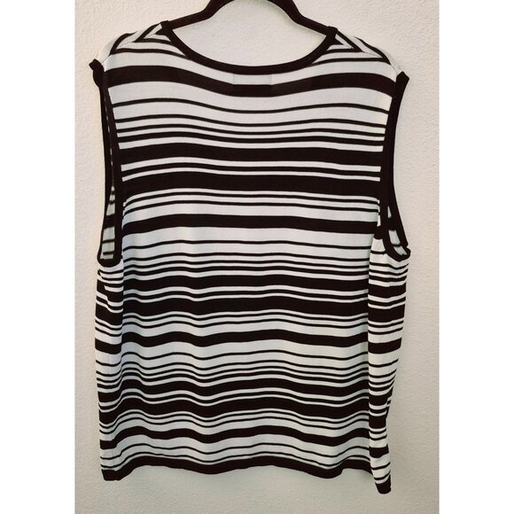 Finity Sleeveless Black/White Striped Rayon Blend Knit Top Size 3X EUC - Picture 3 of 5